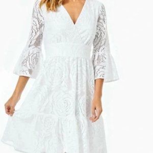 Brand New Lilly Pulitzer Cecelia Bungalow Blossom White Lace Dress size 8